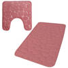 Urban Living badkamer droogloop matjes/tapijt - set 2x stuks - memory foam - oud roze - Badmatjes