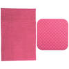 MSV Douche anti-slip mat en droogloop mat - Sevilla badkamer set - rubber/microvezel - fuchsia roze - Badmatjes