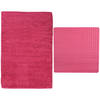 MSV Douche anti-slip mat en droogloop mat - Napoli badkamer set - rubber/polyester - fuchsia roze - Badmatjes