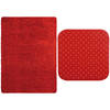 MSV Douche anti-slip mat en droogloop mat - Venice badkamer set - rubber/microvezel - rood - Badmatjes