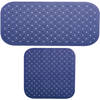 MSV Douche/bad anti-slip matten set badkamer - rubber - 2x stuks - donkerblauw - 2 formaten - Badmatjes