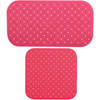 MSV Douche/bad anti-slip matten set badkamer - rubber - 2x stuks - fuchsia roze - 2 formaten - Badmatjes