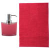 MSV badkamer droogloop mat - Bolzano - 40 x 60 cm - met bijpassend zeeppompje - fuchsia roze - Badmatjes