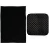 MSV Douche anti-slip mat en droogloop mat - Sevilla badkamer set - rubber/microvezel - zwart - Badmatjes