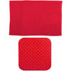 MSV Douche anti-slip mat en droogloop mat - Sevilla badkamer set - rubber/microvezel - rood - Badmatjes