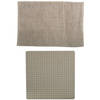 MSV Douche anti-slip mat en droogloop mat - Sevilla badkamer set - rubber/microvezel - beige - Badmatjes