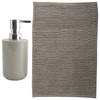 MSV badkamer droogloop mat - Milano - 40 x 60 cm - met bijpassend zeeppompje - beige - Badmatjes