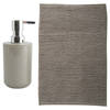 MSV badkamer droogloop mat - Genua - 50 x 80 cm - met bijpassend zeeppompje - beige - Badmatjes