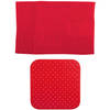 MSV Douche anti-slip mat en droogloop mat - Sevilla badkamer set - rubber/microvezel - rood - Badmatjes