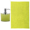 MSV badkamer droogloop mat - Bolzano - 40 x 60 cm - met bijpassend zeeppompje - limegroen - Badmatjes