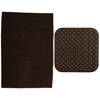 MSV Douche anti-slip mat en droogloop mat - Sevilla badkamer set - rubber/microvezel - bruin - Badmatjes