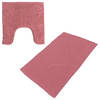 Urban Living badkamer droogloop matjes/tapijt - set 2x stuks - polyester - oud roze - Badmatjes