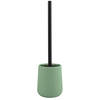 MSV Toiletborstel in houder/wc-borstel Malmo - keramiek/rvs - groen/zwart - 39 x 10 cm - Toiletborstels