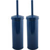 MSV Industrial Toilet/wc-borstel houder - 2x - metaal - marine blauw - 38cm - Toiletborstels
