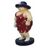 Inware Home decoratie beeldje dikke dame staand - jurk rood - 16 cm - Beeldjes