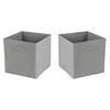 Urban Living Opbergmand/kastmand Square Box - 2x - karton/kunststof - 29 liter - grijs - 31 x 31 x 31 cm - Opbergmanden