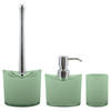 MSV Toiletborstel in houder/zeeppompje/beker - badkamer set Aveiro - kunststof - groen - Badkameraccessoireset