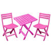 Sunnydays Klapstoelen 2x met bijzettafeltje set - buiten - roze - kunststof - Klapstoelen