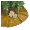 Unique Living kerstboomrok - goud velvet - D120 cm - polyester - Kerstboomrokken