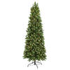 Georgia kunstkerstboom smal - 274 cm - groen - Ø 107 cm - 2.084 tips - 2.550 rode & witte ledlampjes - metalen voet