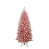 Funky Pink kunstkerstboom - 213 cm - roze - Ø 102 cm - 400 ledlampjes - besneeuwd - metalen voet