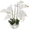 Kunst orchidee in keramische pot met marmeren look - H 65cm