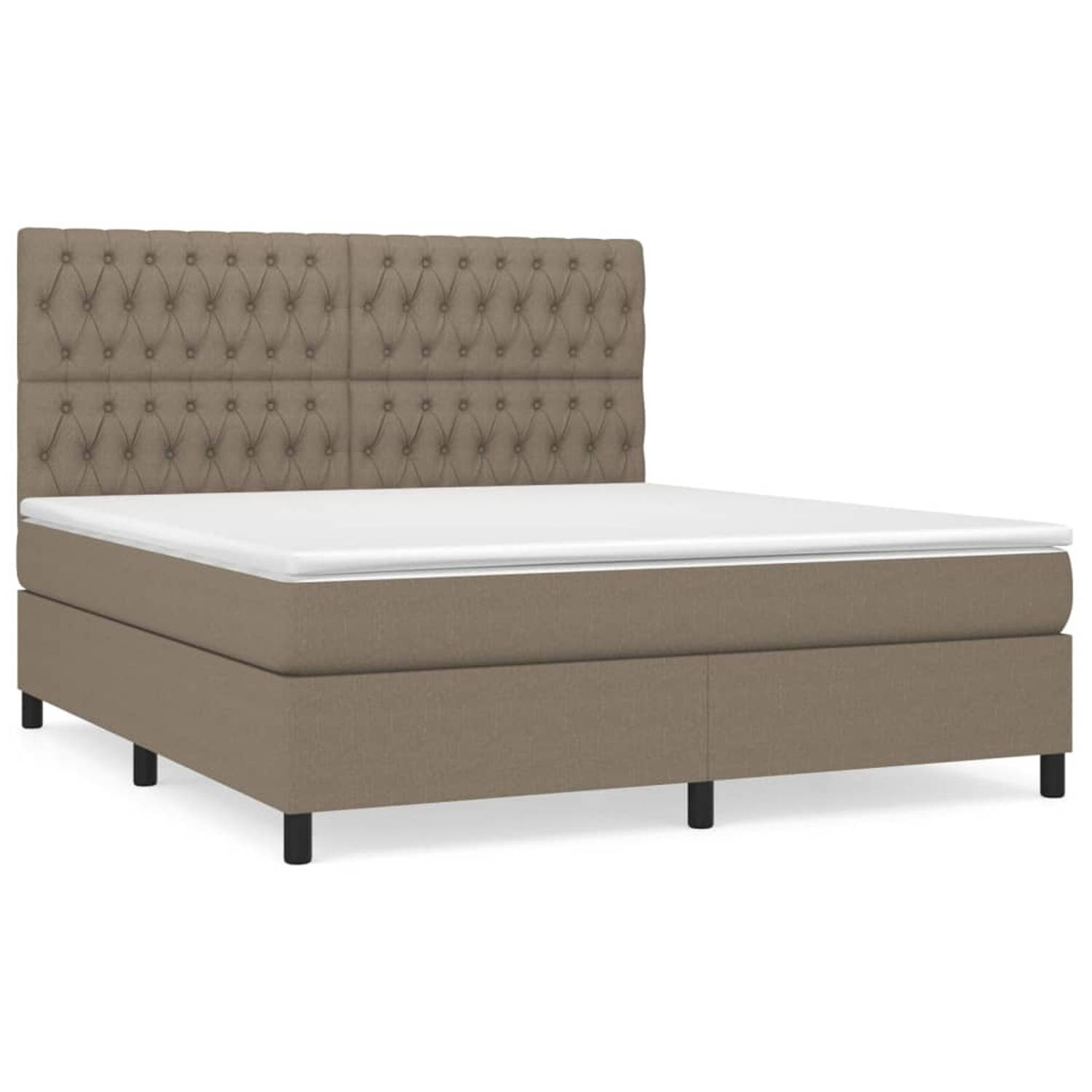 vidaXL Boxspring met matras stof taupe 180x200 cm