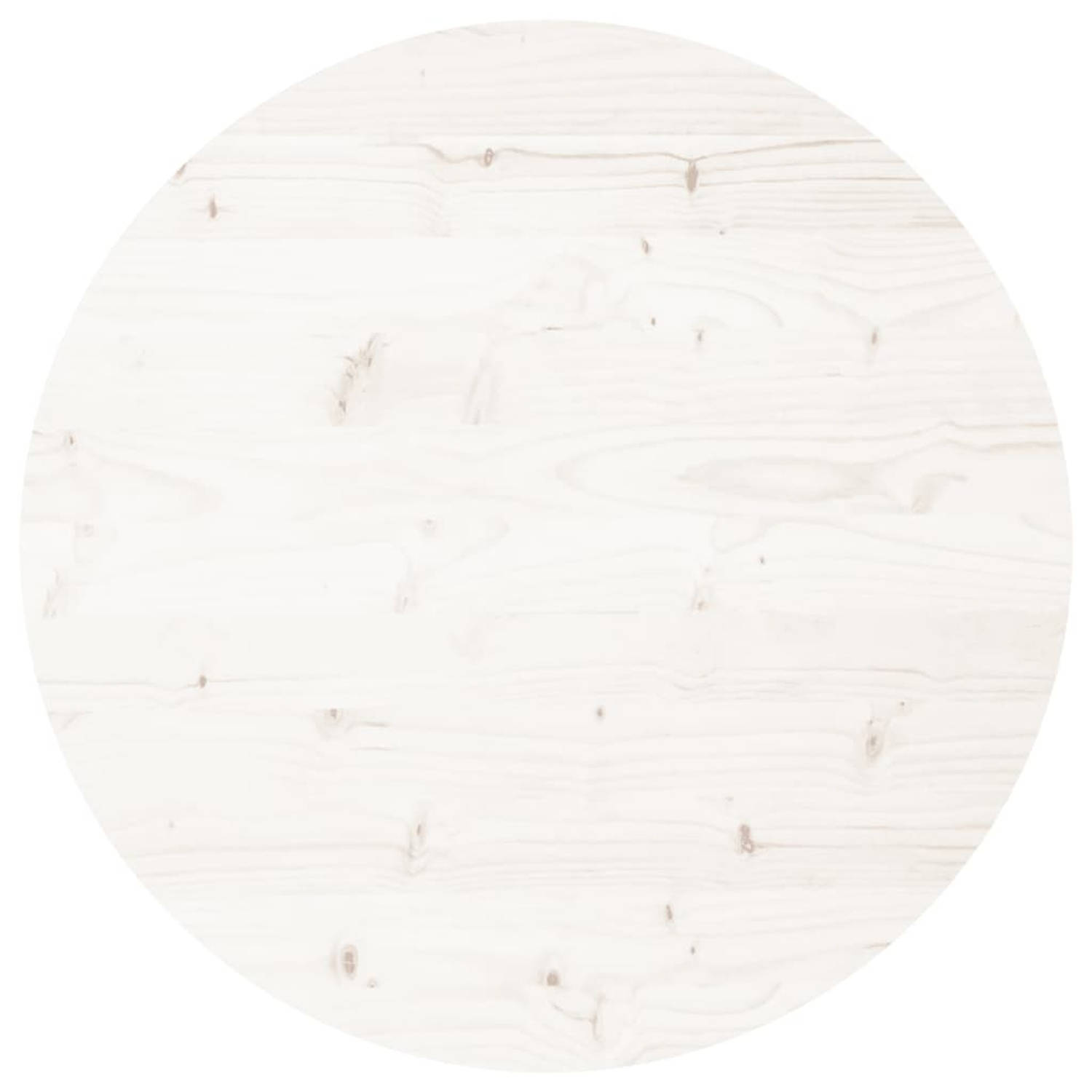 vidaXL Tafelblad rond ??60x3 cm massief grenenhout wit