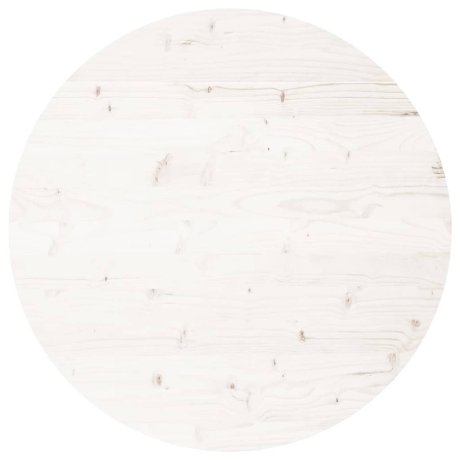 vidaXL Tafelblad rond ??70x3 cm massief grenenhout wit