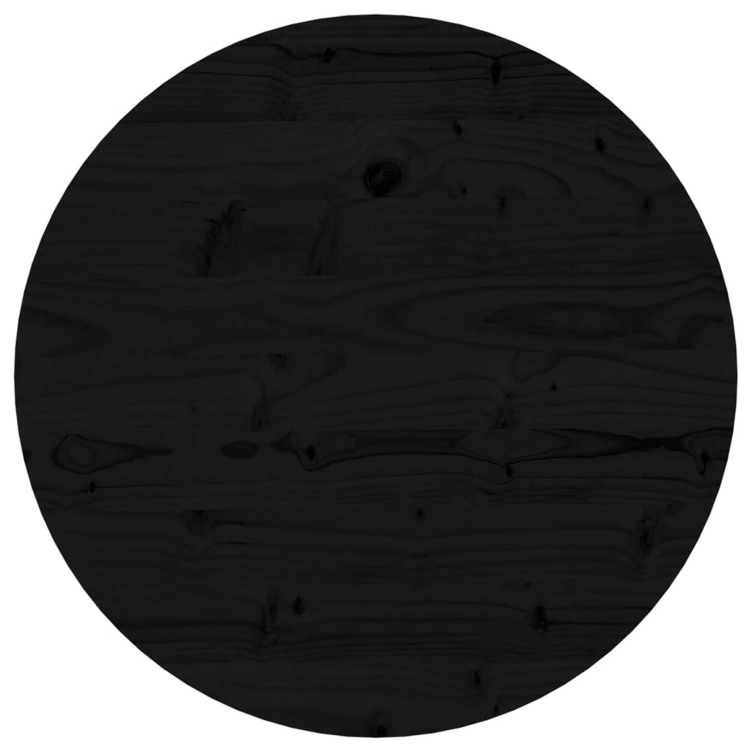 vidaXL Tafelblad rond ??50x3 cm massief grenenhout zwart