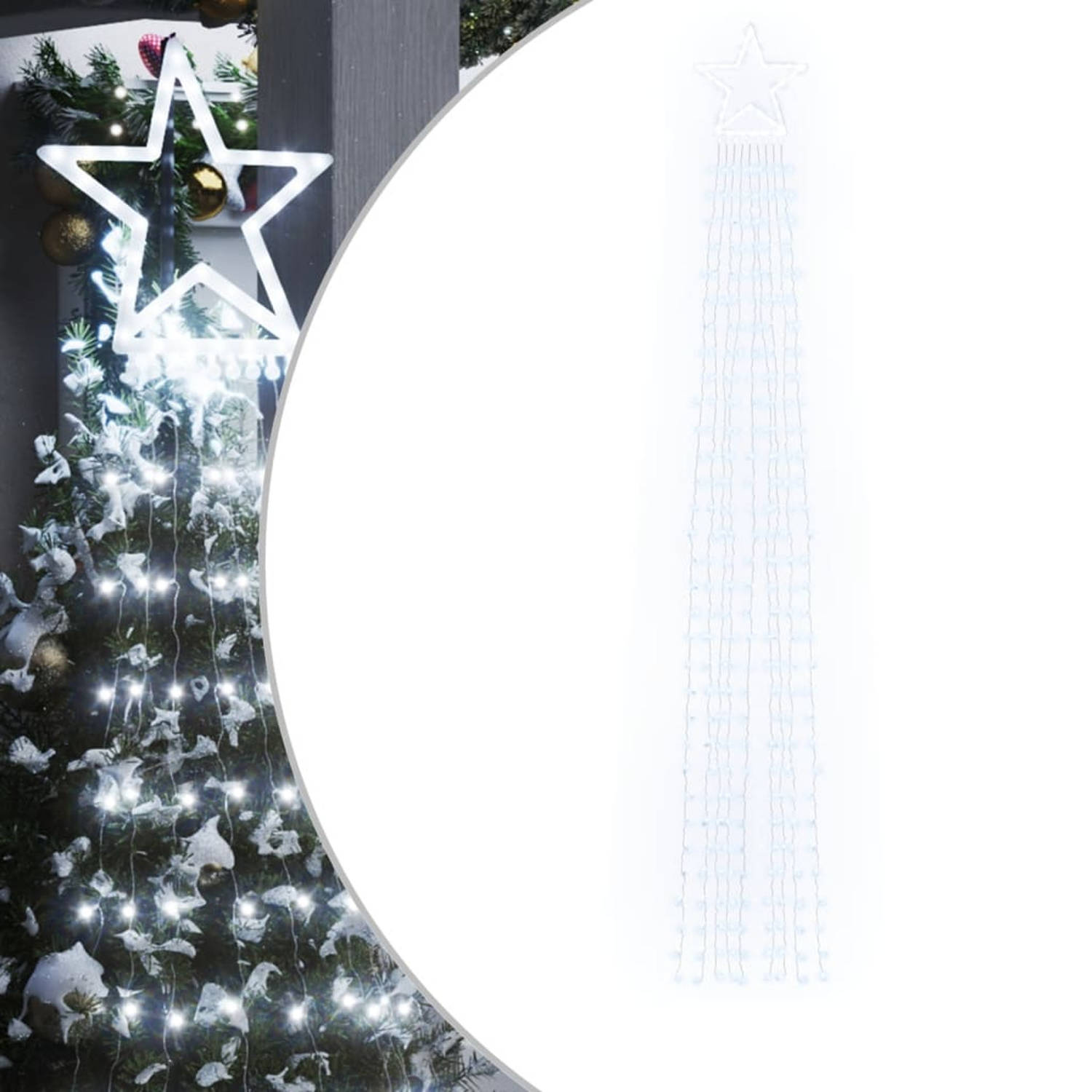 vidaXL Kerstboomverlichting 320 koudwitte LED's 375 cm
