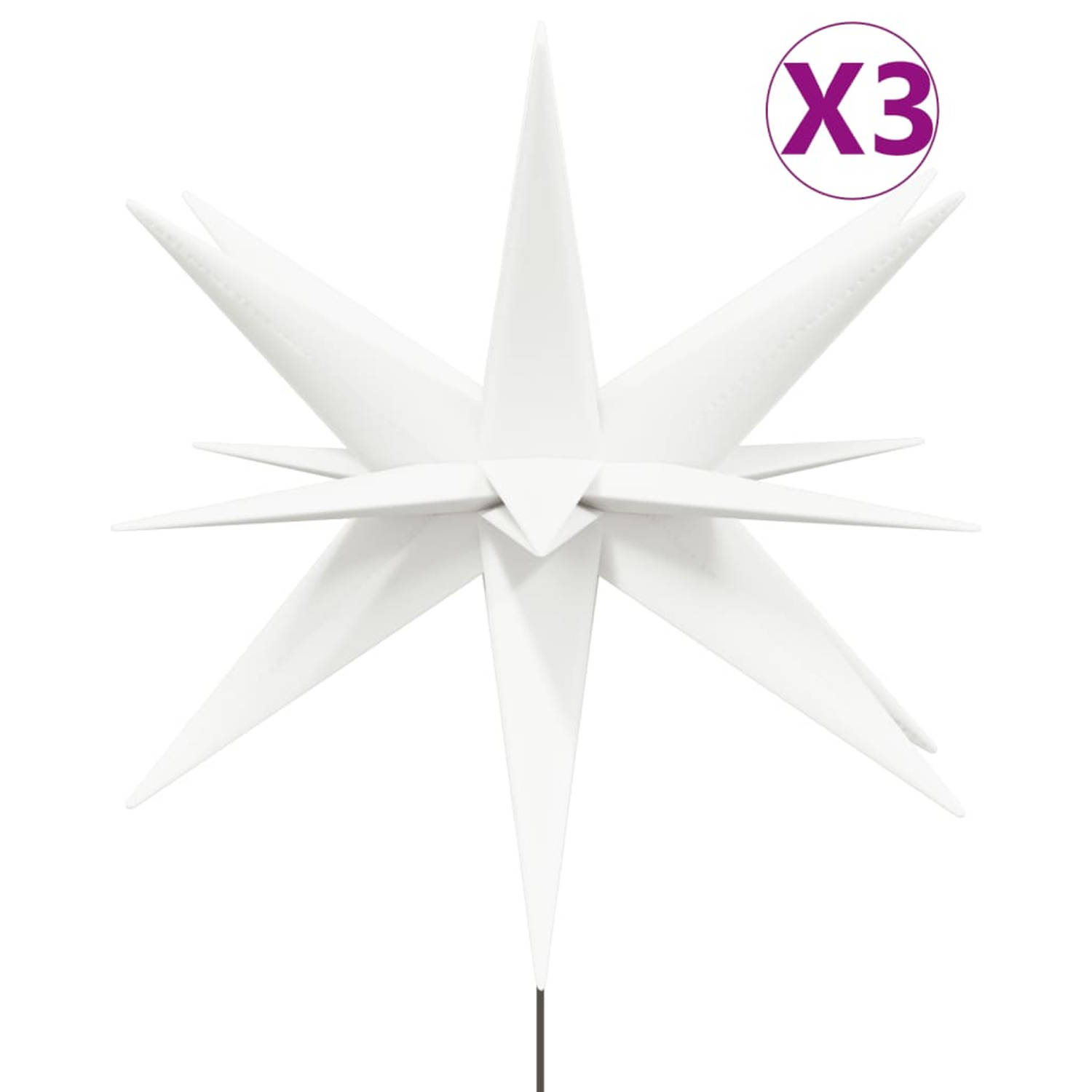 vidaXL Kerstlampen met grondpin en LED's 3 st 57 cm wit