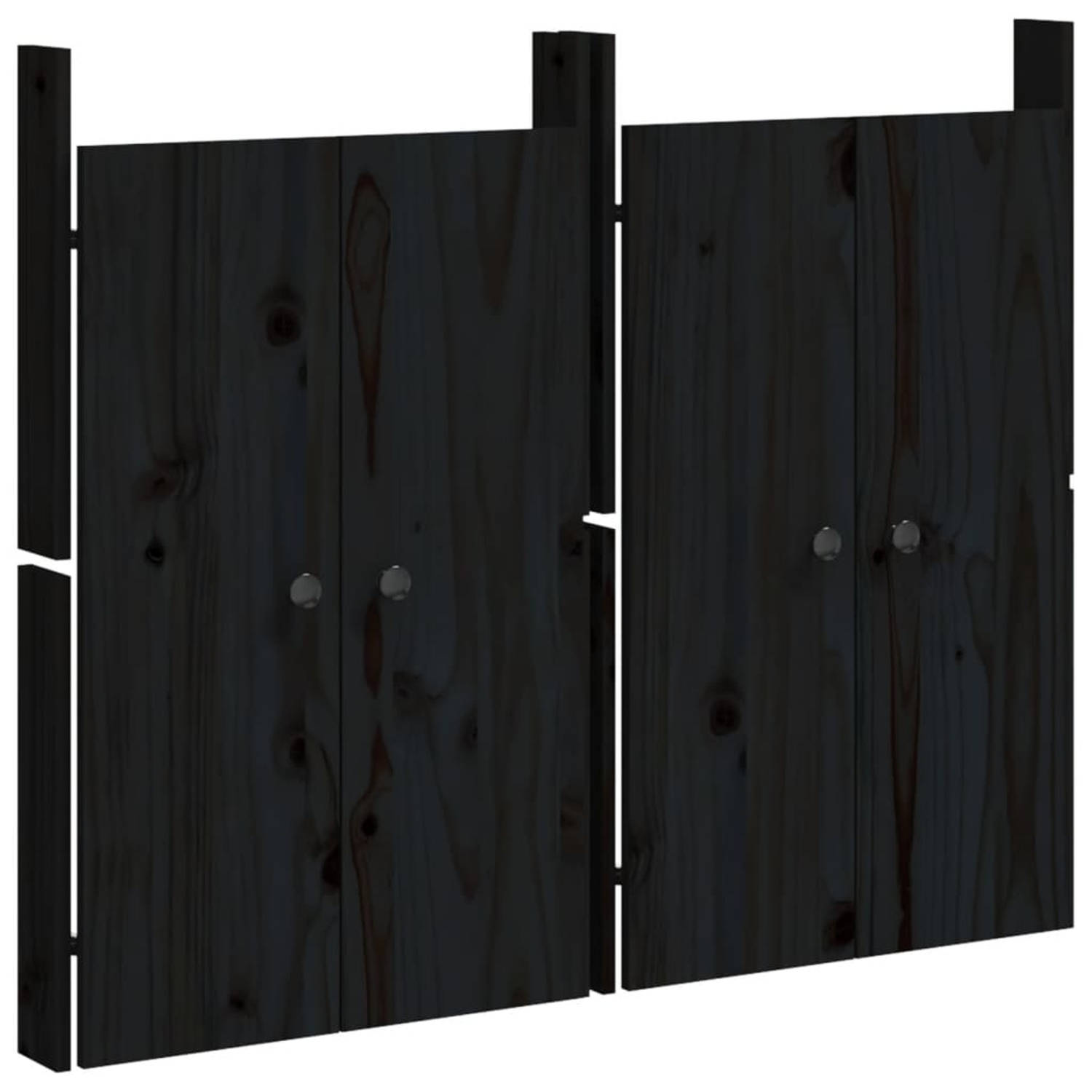 vidaXL Kastdeurtjes voor buitenkeuken 2 st 50x9x82 cm grenenhout zwart