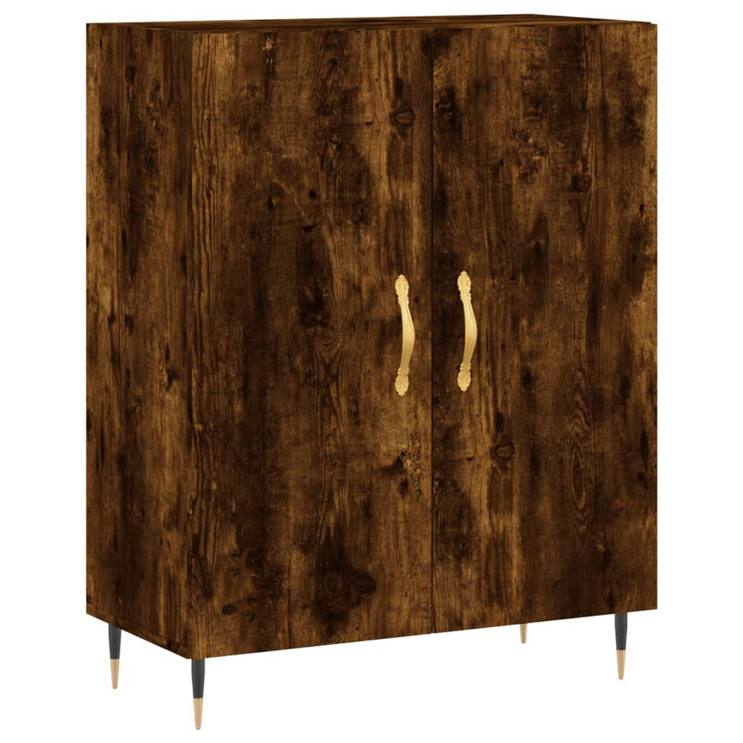 The Living Store Classic Dressoir - Gerookt eiken - 69.5 x 34 x 90 cm - Bewerkt hout