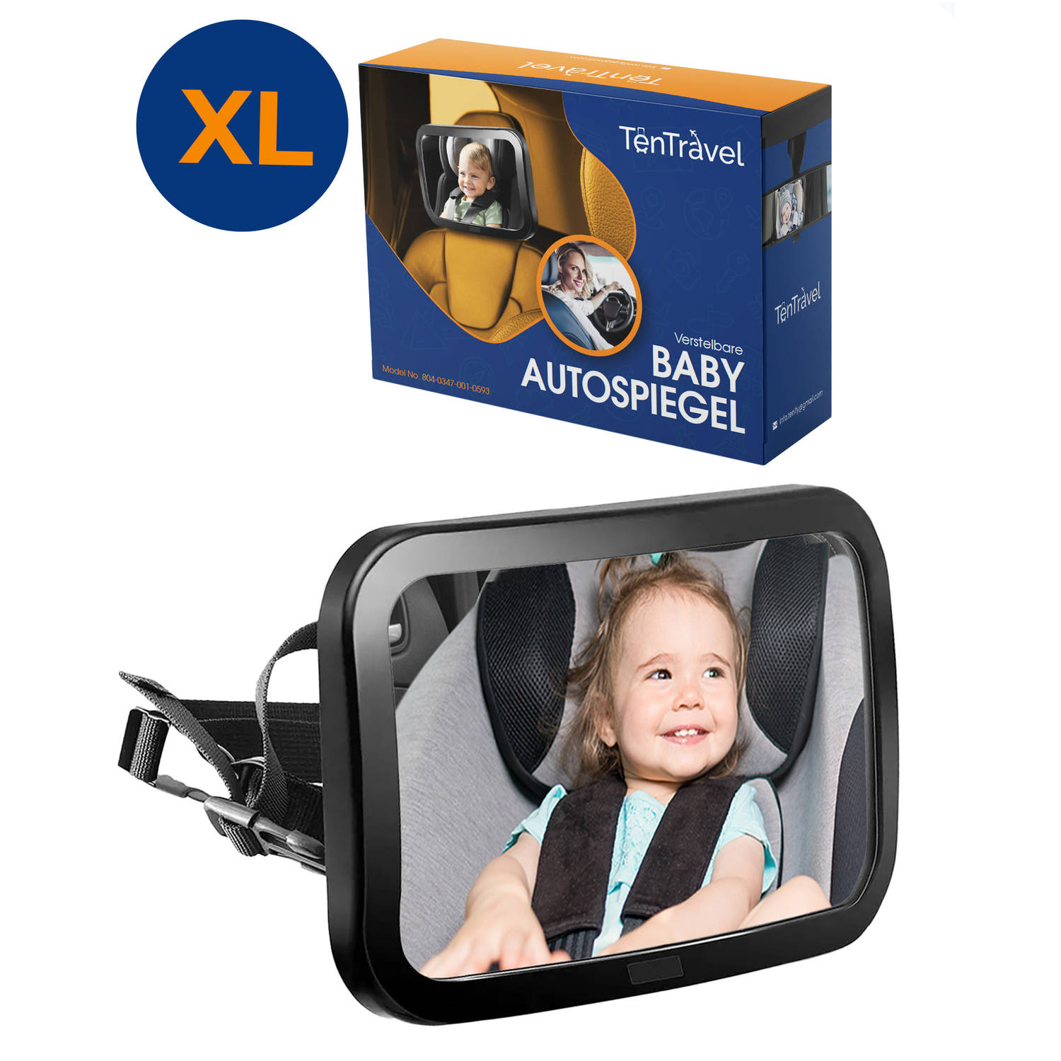 TenTravel Verstelbare Autospiegel Baby - Achteruitkijkspiegel - Auto Spiegel - 360 Graden Draaibaar - 25.5 x 17.5 CM