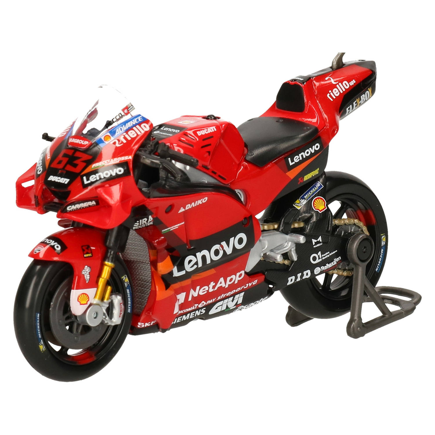 Maisto model motor/speelgoed Ducati Desmosedici Francesco Bagnaia MotoGP - rood - schaal 1:18/12 x 5 x 8 cm