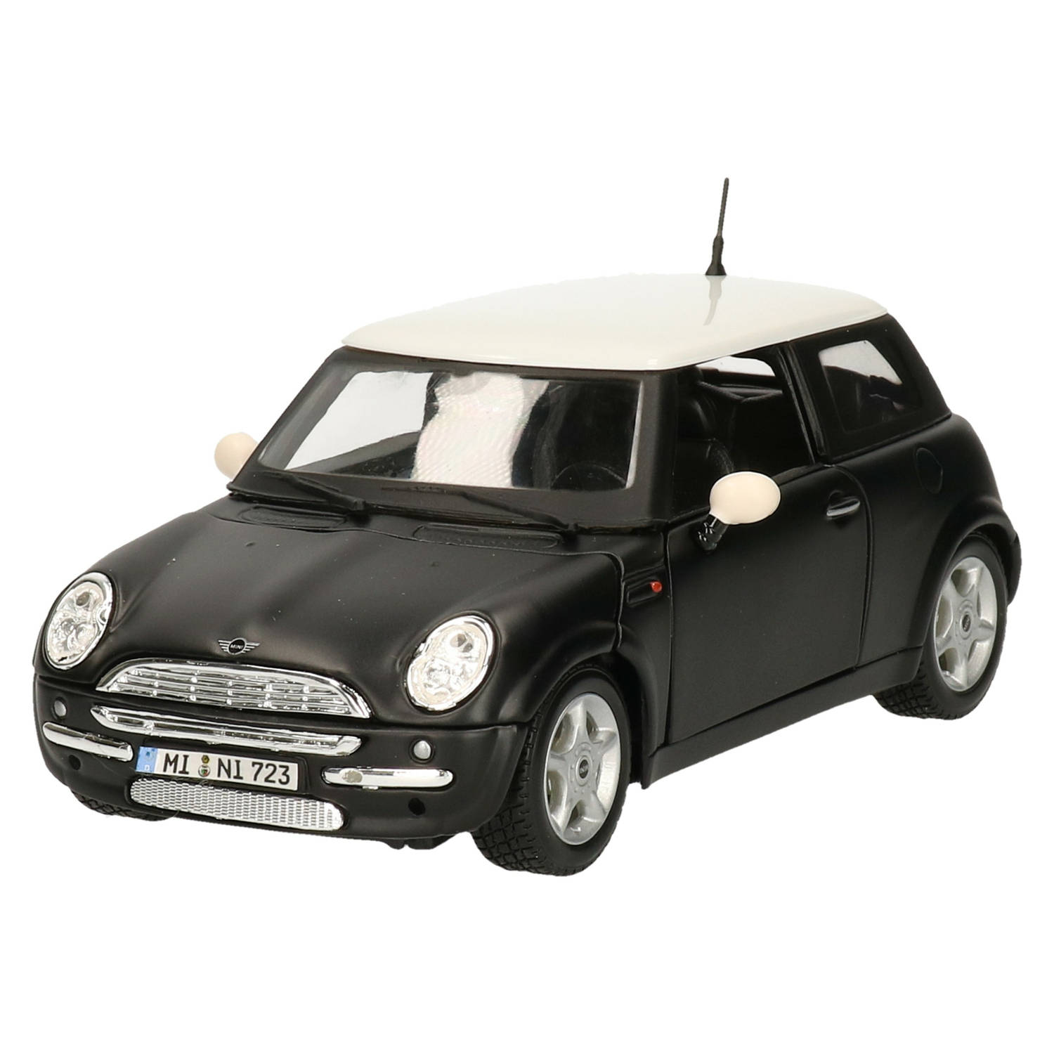 Maisto modelauto/speelgoedauto Mini Cooper - mat zwart - schaal 1:24/16 x 7 x 7 cm