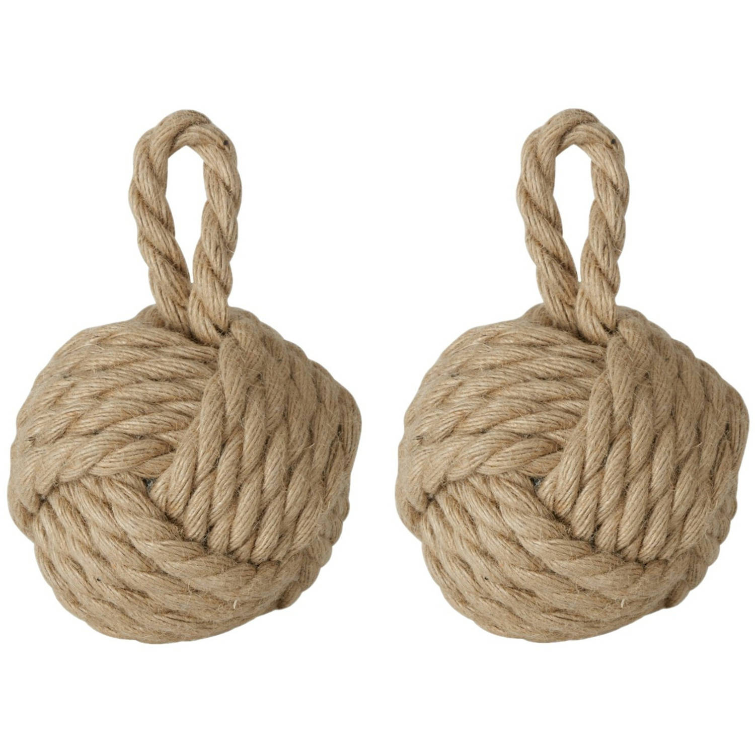 Boltze deurstopper knoop 2x 1.5 kilo bruin jute 23 x 15 cm Deurstoppers