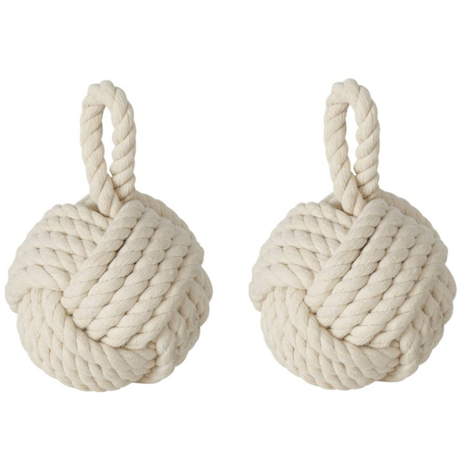 Boltze deurstopper knoop 2x 1.5 kilo creme witA - jute 23 x 15 cm Deurstoppers