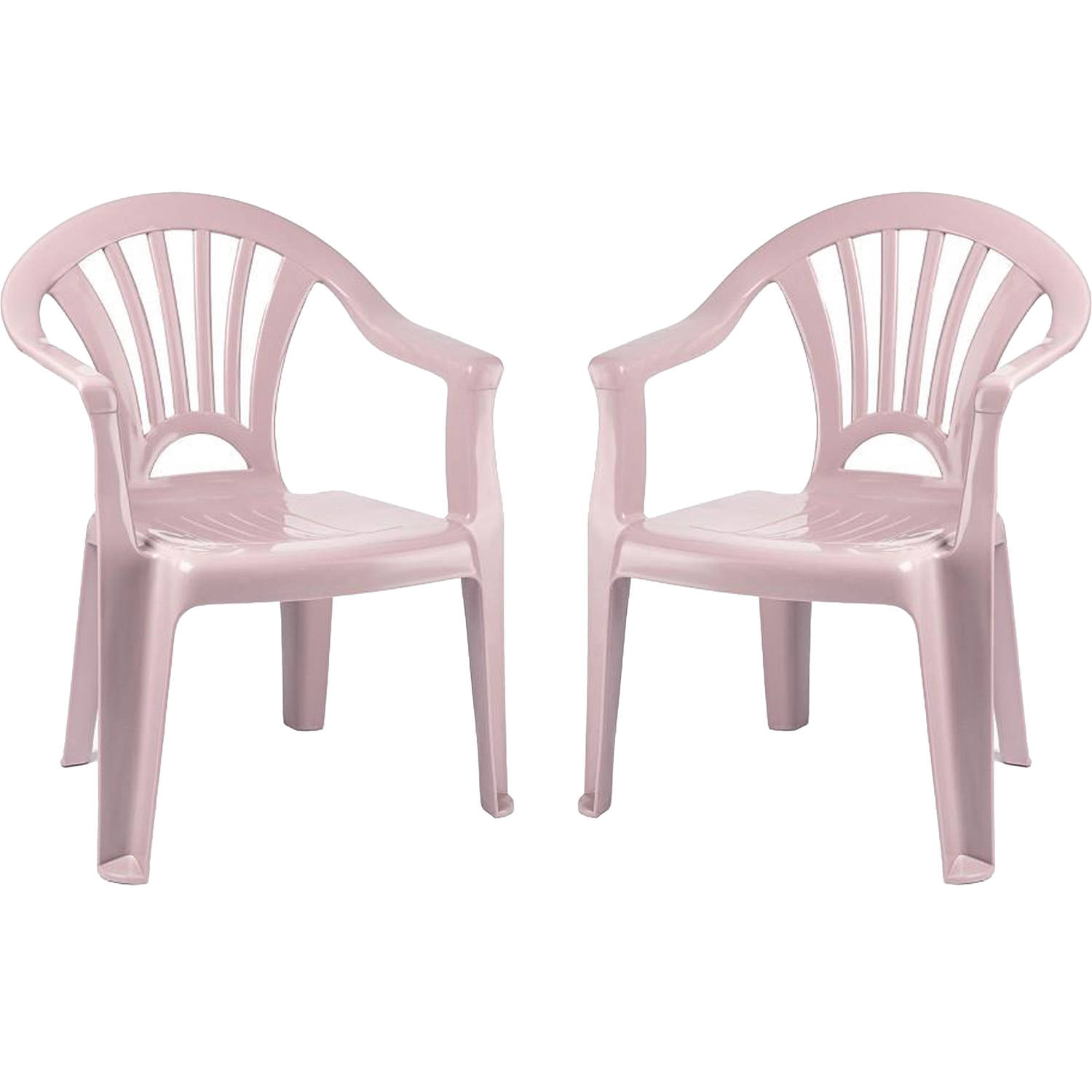 Plasticforte Kinderstoel 4x stuks kunststof roze 35 x 28 x 50 cm tuin-camping-slaapkamer Kinderstoel