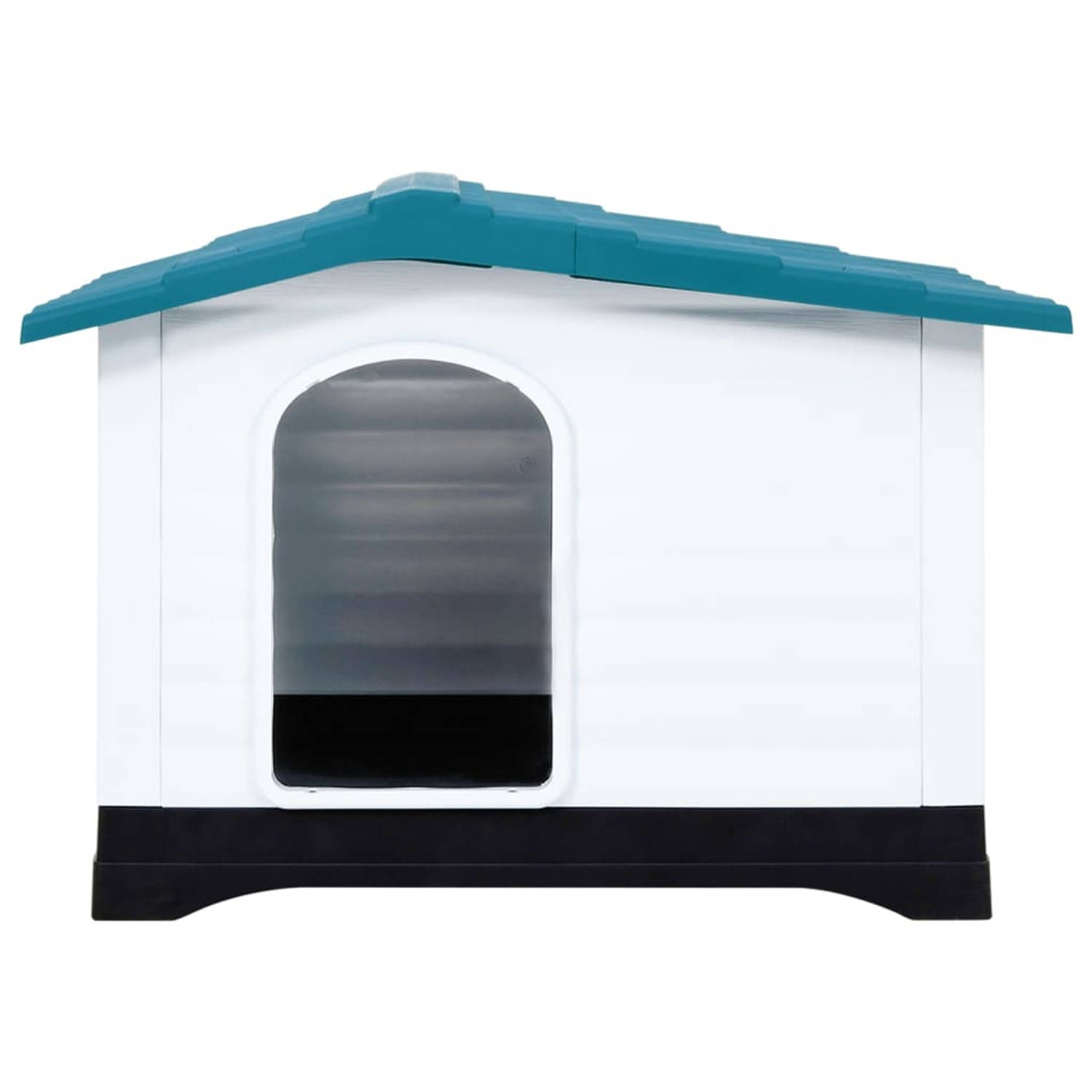 The Living Store PP Hondenhok - Duurzaam - Goede ventilatie - Praktisch dak - Verhoogde vloer - Blauw - wit - zwart - 90.5 x 68 x 66 cm