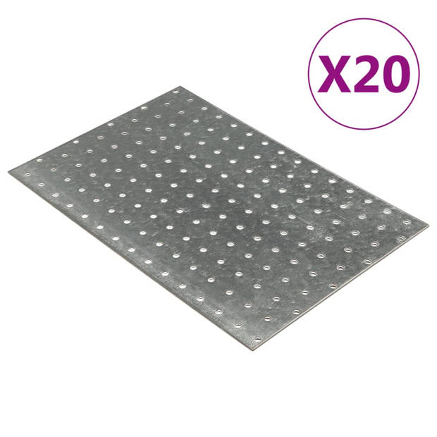 vidaXL Platen geperforeerd 20 st 2 mm 300x200 mm gegalvaniseerd staal