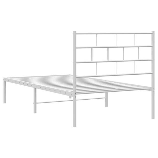 vidaXL Bedframe met hoofdbord metaal wit 90x200 cm