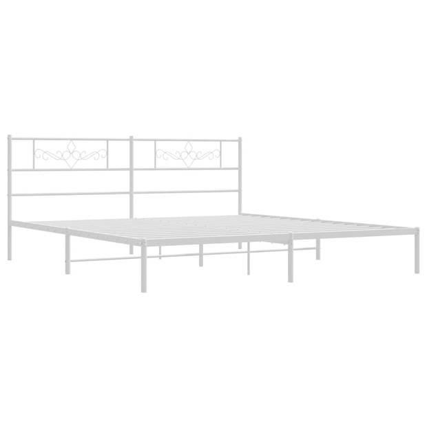 vidaXL Bedframe met hoofdbord metaal wit 180x200 cm