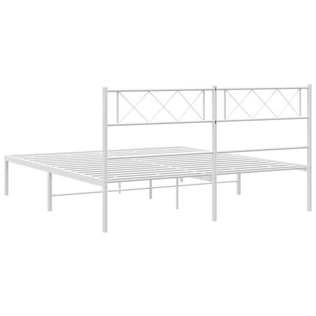 vidaXL Bedframe met hoofdbord metaal wit 120x200 cm