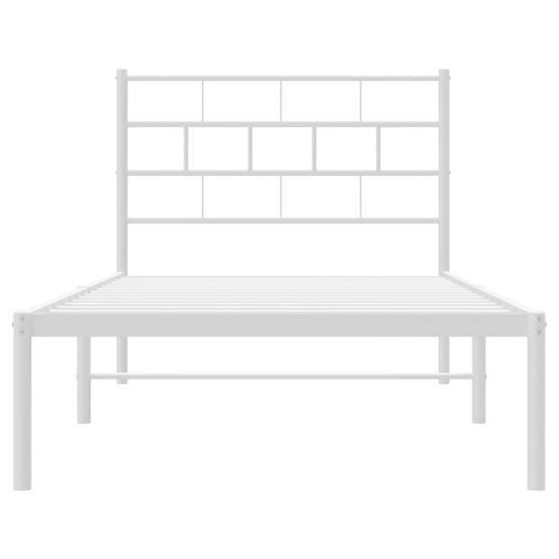 vidaXL Bedframe met hoofdbord metaal wit 90x200 cm