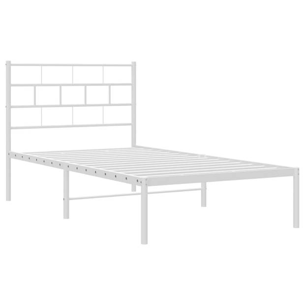 vidaXL Bedframe met hoofdbord metaal wit 90x200 cm