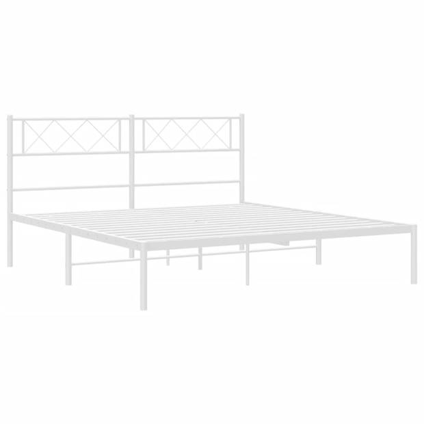 vidaXL Bedframe met hoofdbord metaal wit 120x200 cm