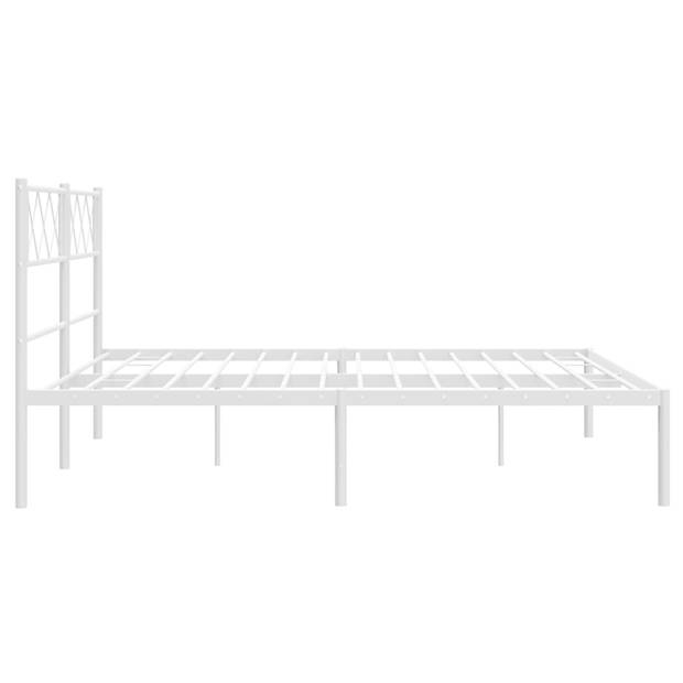 vidaXL Bedframe met hoofdbord metaal wit 120x200 cm