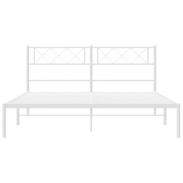 vidaXL Bedframe met hoofdbord metaal wit 120x200 cm